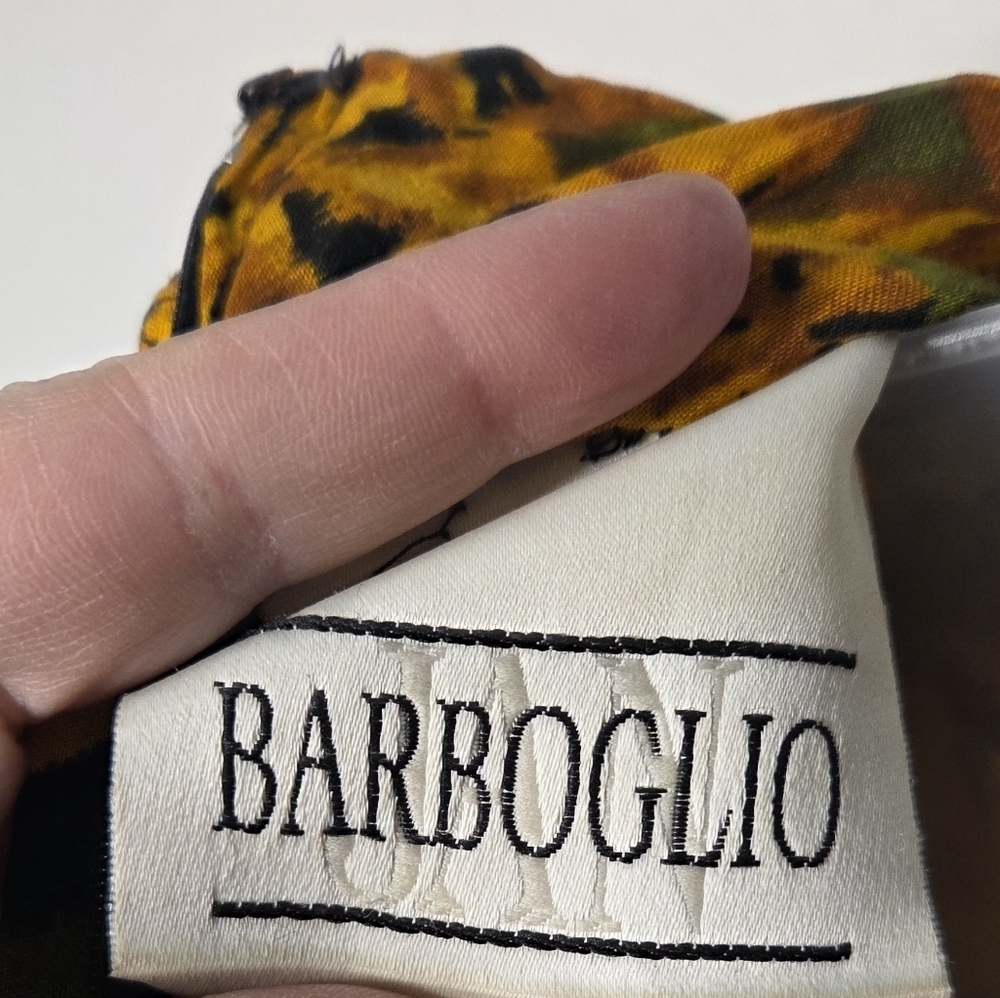 Vintage Barboglio Long Sleeve High Neck Maxi Dress Colorful Yellow Black Flowers - Picture 4 of 7